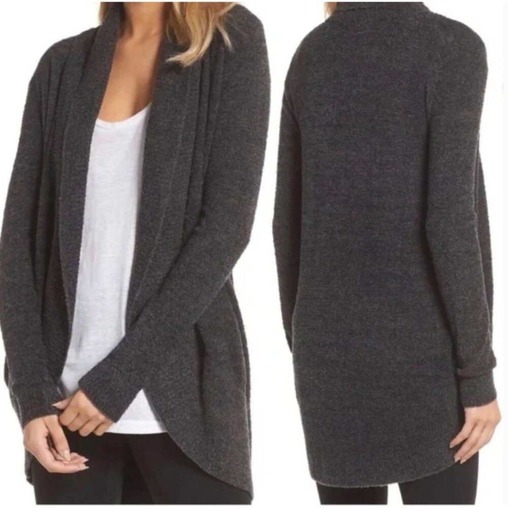 Barefoot Dreams Cozy Chic Lite Circle Cardigan Charcoal Size Medium